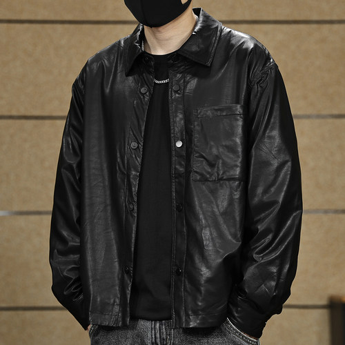 【秋冬季美式复古翻领衬衫外套】