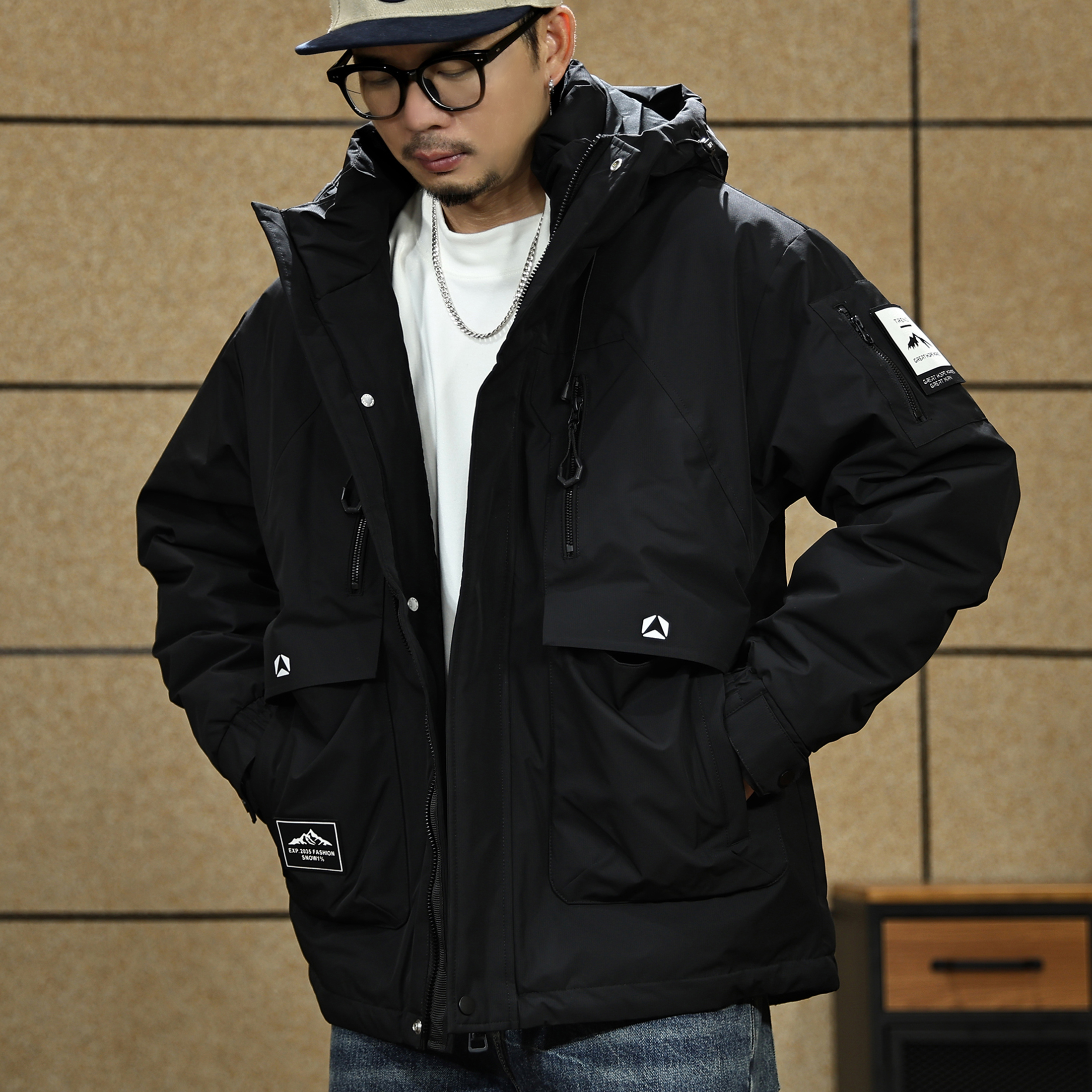 【90灰鸭绒加厚羽绒服男士】