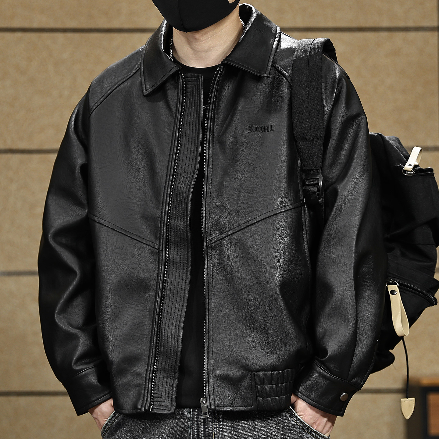 美式复古翻领皮夹克男士秋冬季外套宽松休闲潮牌百搭痞帅pu皮衣男,男装,皮衣,淘宝优惠券,粉丝福利购,淘宝优惠卷
