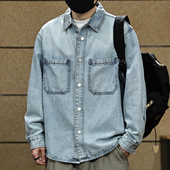 复古经典 新款 牛仔衬衫 美式 男士 2026春季 宽松简约水洗长袖 衬衣外套