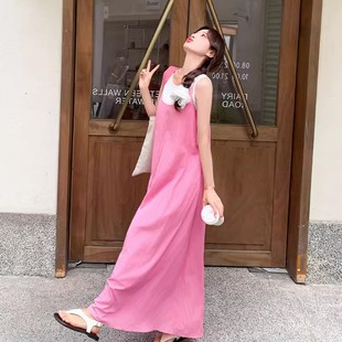 商场同款 粉色多巴胺甜美减龄少女感宽松慵懒风遮肚马尔代夫三