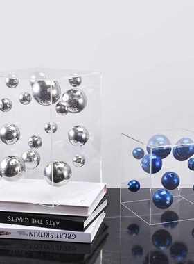 简约欧式轻奢亚克力罩子球摆件客厅电视柜售楼处样板房桌面饰品