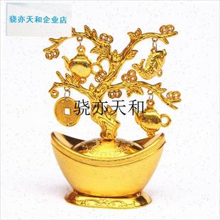 l料仿真金元宝塔发财树家居摆件工E艺品聚宝盆开业装饰新年喜庆