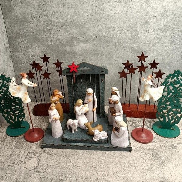 极速Nativity Scene Spet Resin Nativity Figurines Set 17-in-1
