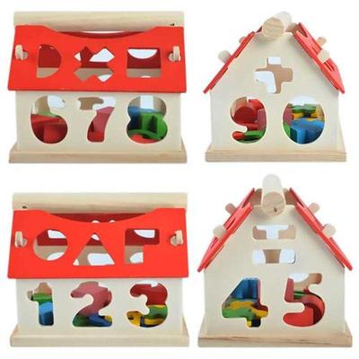 极速Wooden Montessori Busy House Math Shape CPolor Cognitive