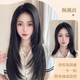极速假发片一片式女长直发片蓬松大波浪长卷发接发片W轻薄无痕增