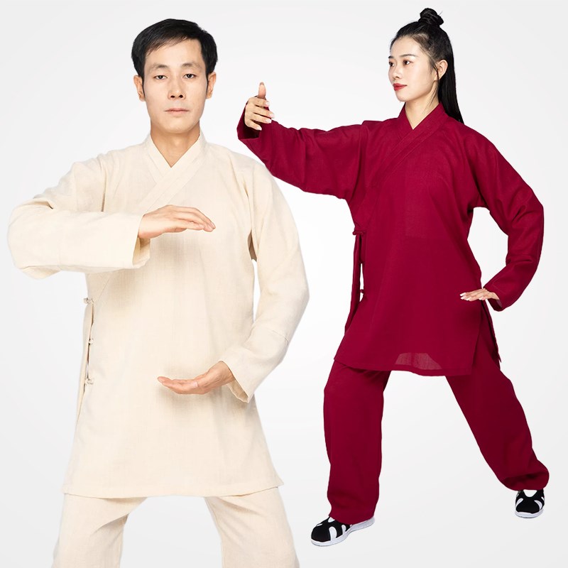 极速亚麻斜c襟道袍武当太极拳服轻薄晨款练功服功夫武术居士禅清
