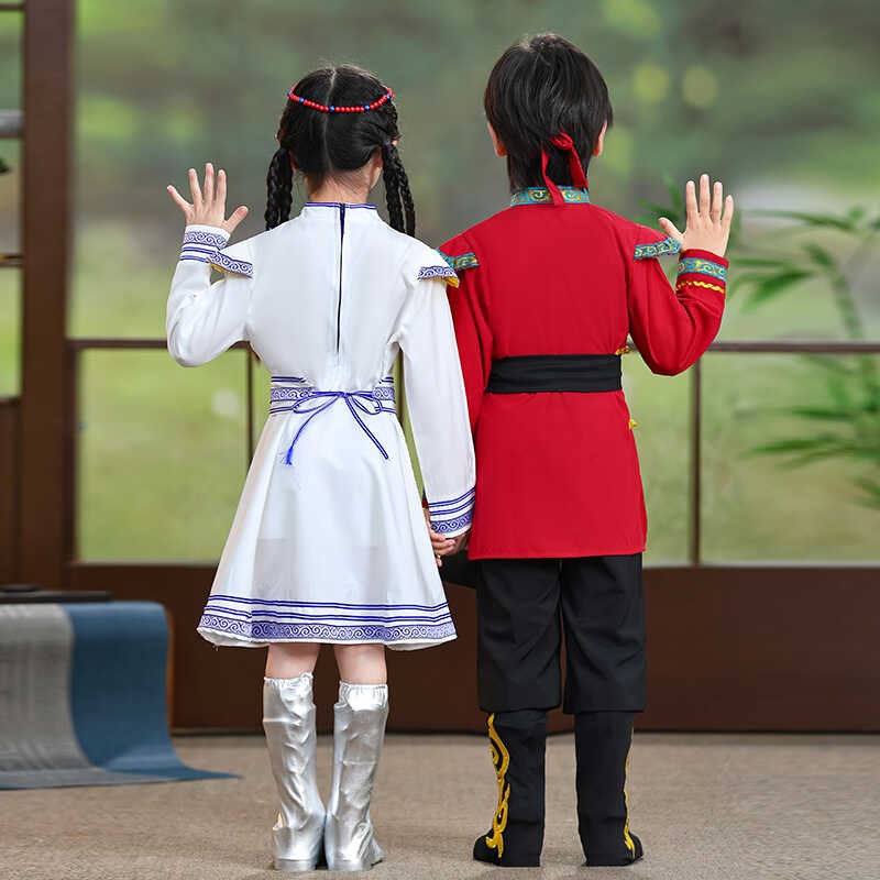 极速儿童蒙古g族演出服男女童少数民族服装幼儿舞蹈表演服饰蒙族