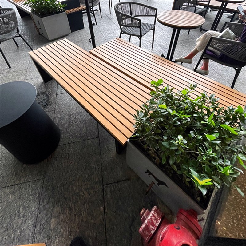 极速户外长凳座椅花箱组合广场坐凳长椅咖啡店外摆铁X艺花盆卡座