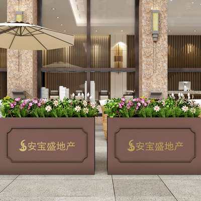 极速销户外花箱道路花盆r不锈钢花槽铁艺花架外摆花坛商业街隔断