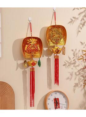 极速乔迁装饰用品招财进宝挂件新居搬家烫金畚斗畚箕挂Y饰元宝布