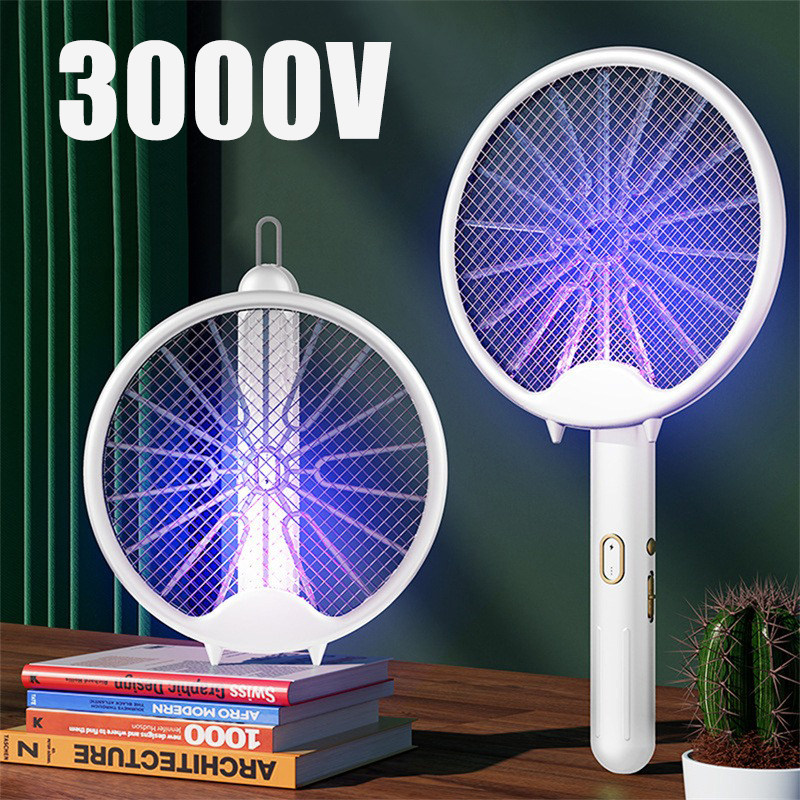 新品Fly Swatter Electric Rvacket Rechargeable Bug Zapper Rac