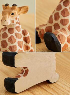 新品可爱企鹅手机架创意动物木y雕办公室桌面装饰小摆件女孩生日