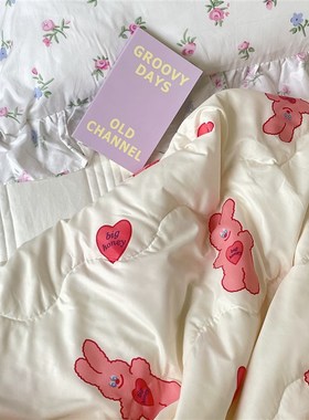 极速无趣集市人手一条~可爱甜A心兔子空调被午休被沙发休闲毛毯盖