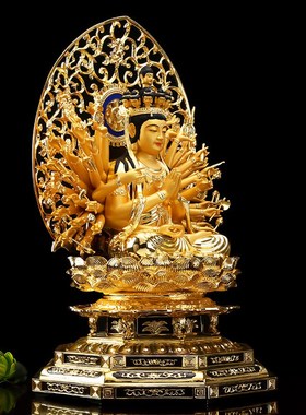 极速宝成a佛具台湾纯铜鎏金千手千眼观音 佛像 千手观音佛像 家用