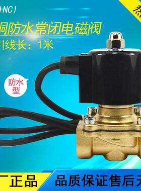 新品跳泉常闭电磁阀水下防水电磁开关控制F阀220V24V4分6分1寸铜