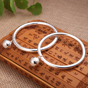 传承乾坤圈光面手环男女纯银手镯开口闭口足银饰品礼物免费刻字