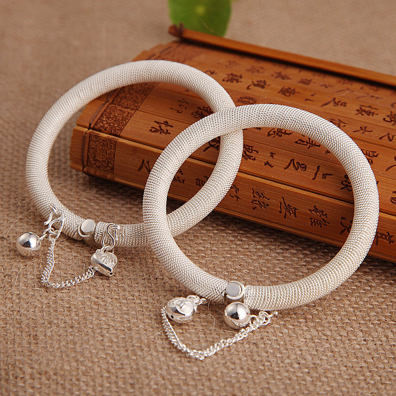 传承手工定制纯银S999古典民族风细桂花绞丝麻花手镯 妈妈礼品定