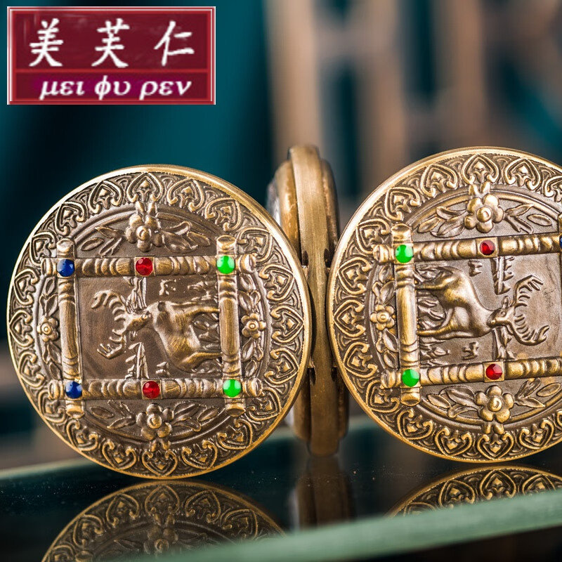 照片刻字中国风怀表复古机械手动男女士纯铜翻盖罗马数字老