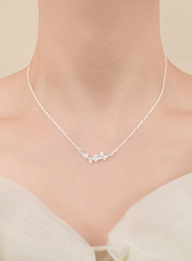 银杏叶项链纯银女2024新款爆款轻奢小众素银链树叶夏季