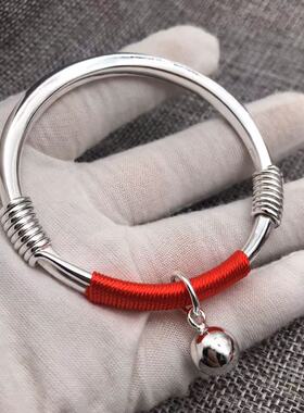 纯银999足保命镯匠手工定