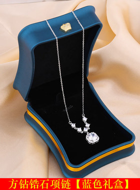 美芙仁方糖银项链女纯镶锆