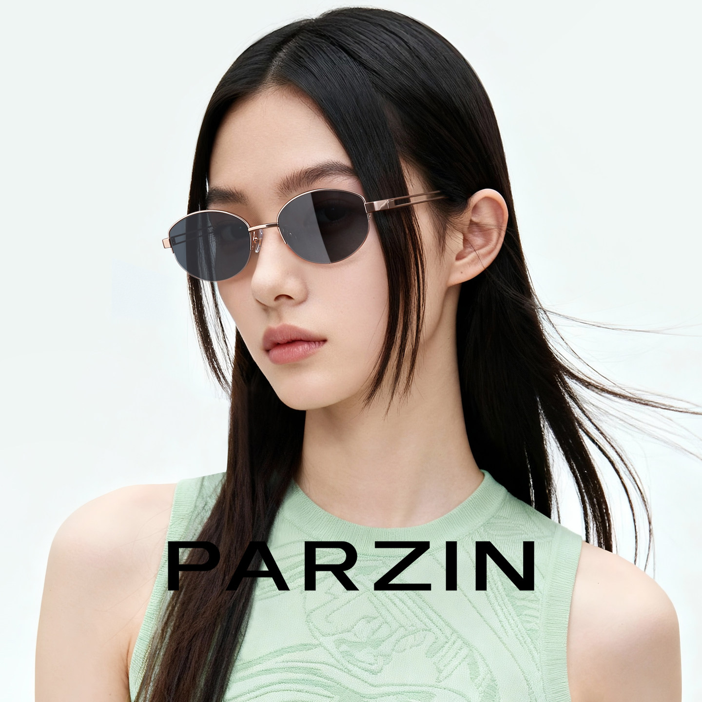 帕森26年新款半框钛架金丝老钱风墨镜女复古摩登防晒太阳镜PZ8600