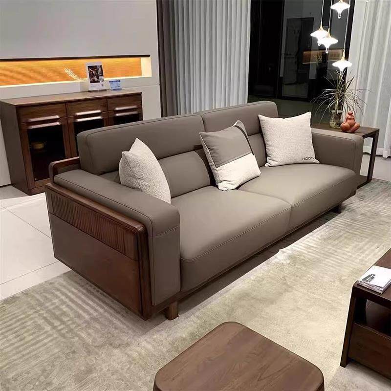 新中式客厅2024新款实木沙发胡桃木沙发现代简约小户型客厅轻奢