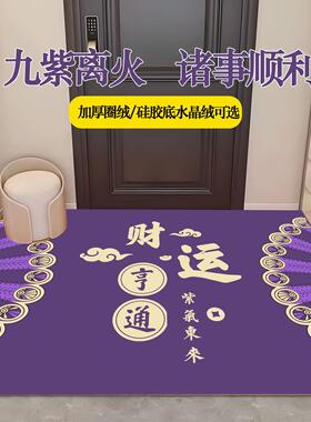 紫色门口脚垫进门入户地垫玄关圈绒加厚地毯暴富好运九紫离火垫子