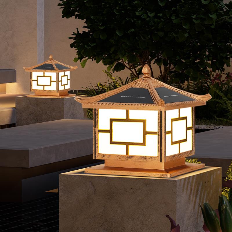 太阳能柱头灯户外防水庭院围墙大门柱子别墅花园装饰接电款门柱灯