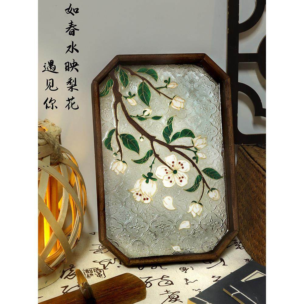 非遗手工diy掐丝珐琅梨花材料包景泰蓝掐丝礼物茶盘摆件玻璃托盘,特色手工艺,景泰蓝,淘宝优惠券,粉丝福利购,淘宝优惠卷