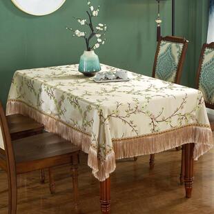 中式茶几桌布布艺长方形客厅家用餐桌布方桌正方形台布桌垫圆桌大