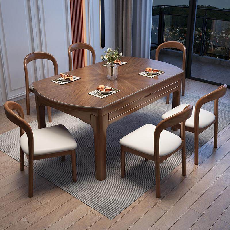 轻奢实木纹岩板餐桌椅组合家用小户型现代简约伸缩折叠可变圆饭桌,住宅家具,岩板餐桌,淘宝优惠券,粉丝福利购,淘宝优惠卷