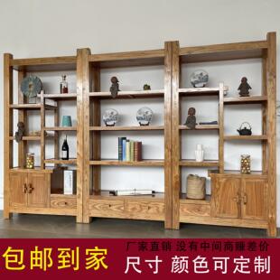 老榆木博古架实木中式陈列展示架茶柜茶具置物架子展示柜隔断定制