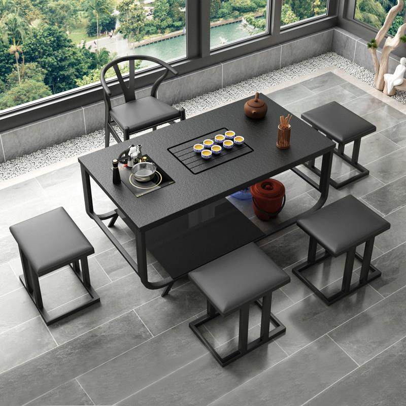 火烧石茶桌办公室岩板功夫茶几泡茶一体阳台小型客厅家用带烧水壶,商业/办公家具,茶几,淘宝优惠券,粉丝福利购,淘宝优惠卷