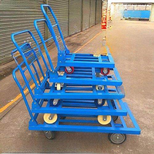 折叠手推车 平板车 加厚角铁拉货车 静音角铁手拉车搬运小车 包邮