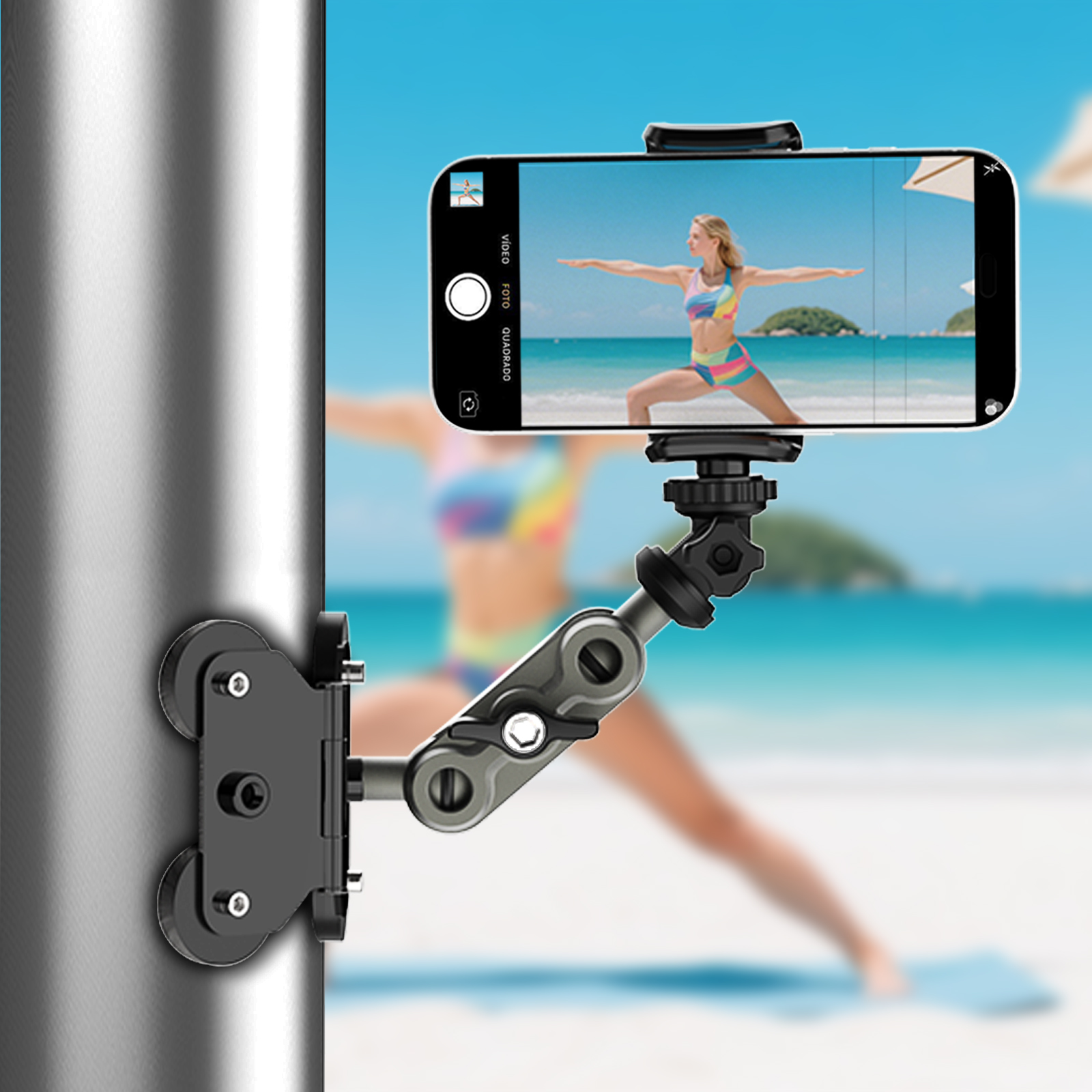 出口欧美原单网球杆磁吸手机支架运动相机羽毛球棒球vlog录像