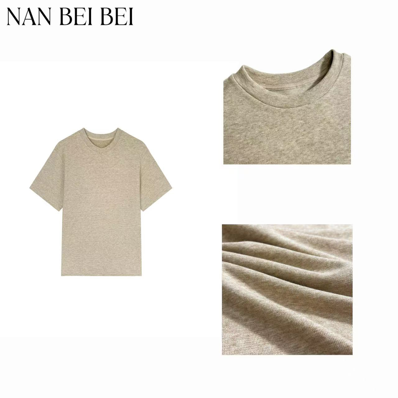 基础宽松百搭纯色圆领短袖上衣