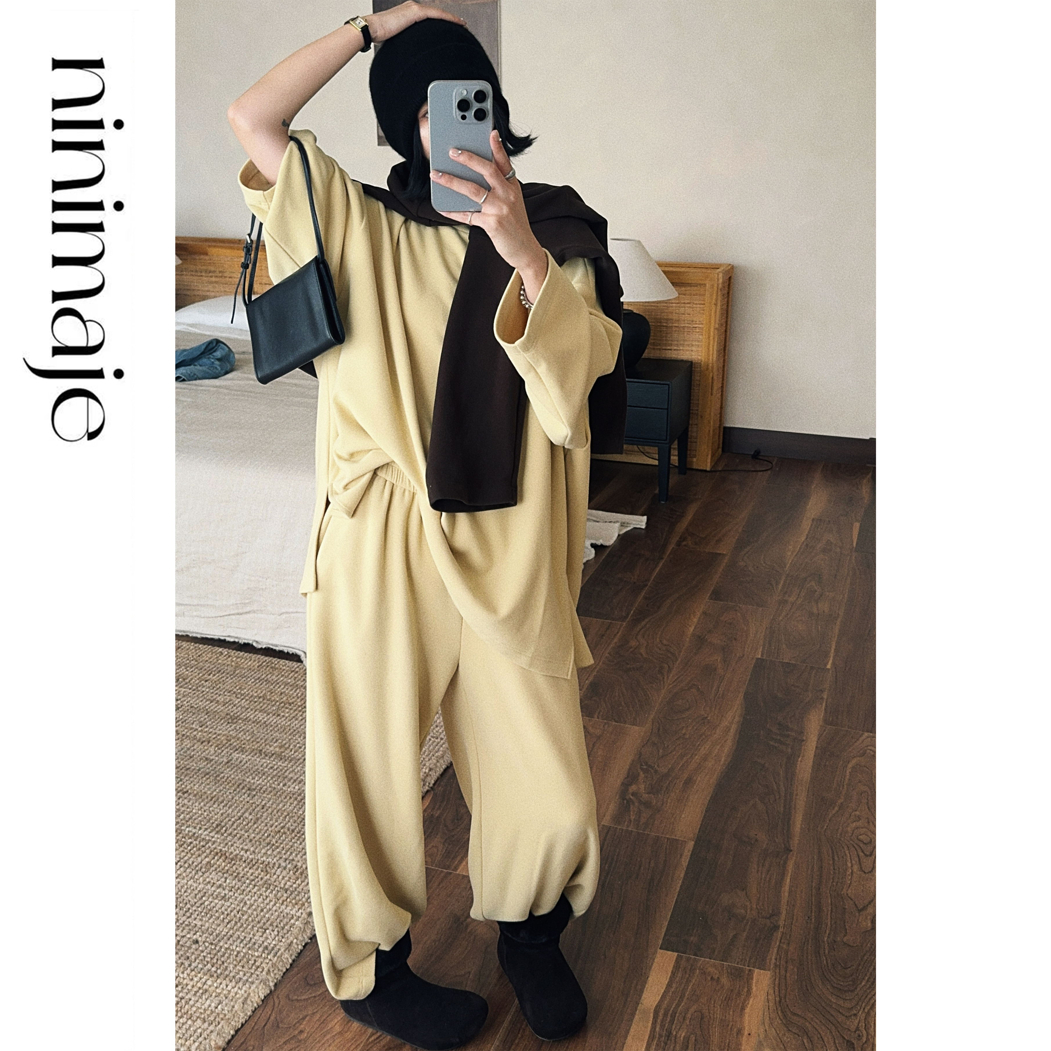 南北贝'得劲套装'简约极简设计风百搭三色卫衣+休闲裤两件套