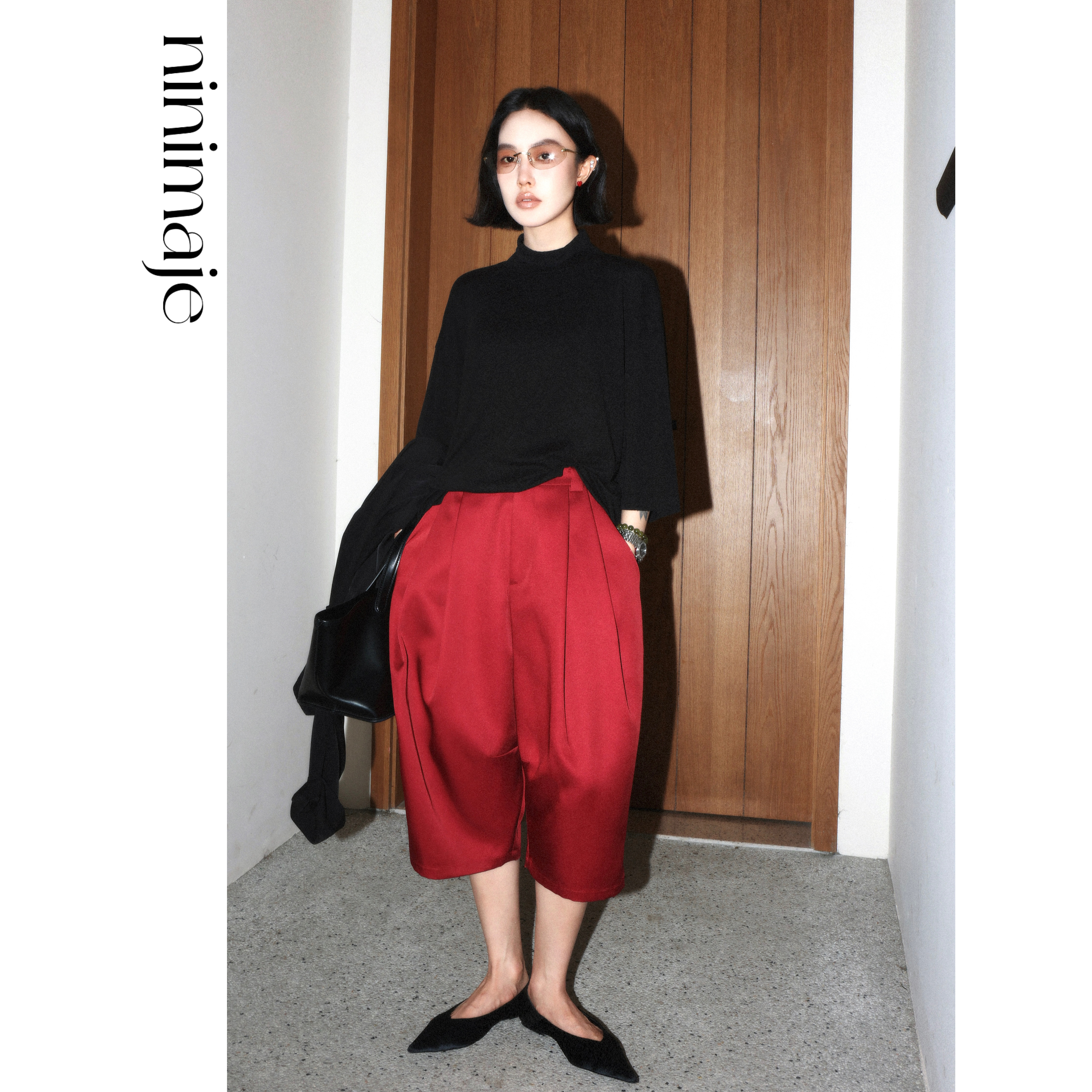 现货/南北贝'大短裤'新款中裤时尚百搭休闲裤阔腿裤女通勤裤子女