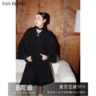 ’春季 蕾丝衫 简约圆领蕾丝拼接排扣宽 南北贝 NANBEIBEI现货