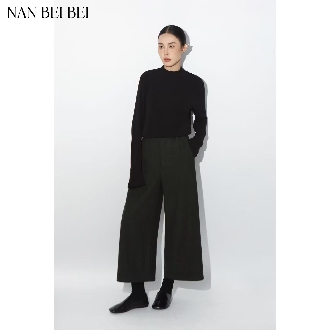 【南北贝】'高质T'秋冬极简基础百搭小立领长袖上衣毛针织衫女