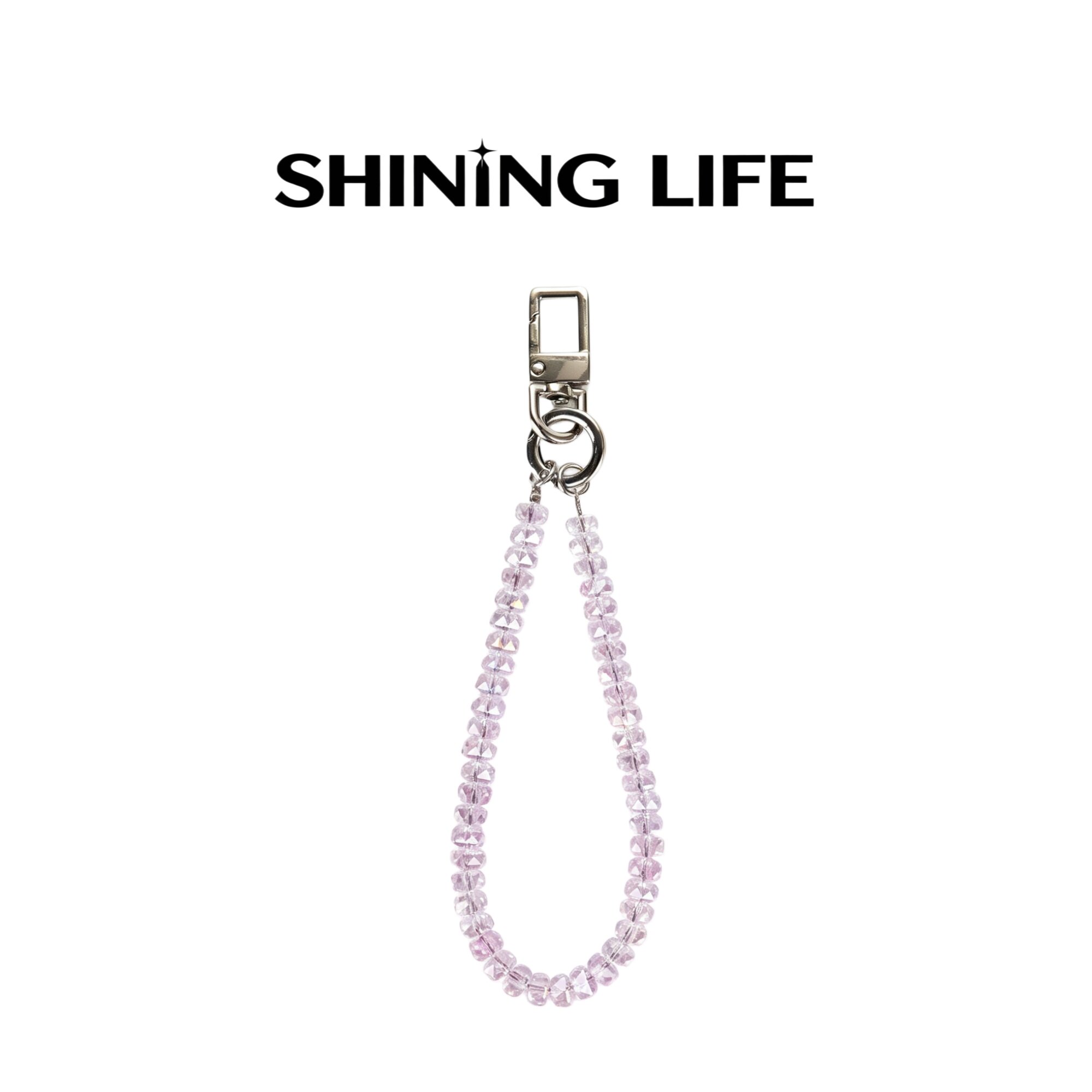 SHINING LIFE原创冰丝紫粉手机链新款手机壳防丢挂饰女款精致短款手提手腕式挂绳水晶时尚百搭钥匙扣包包挂件