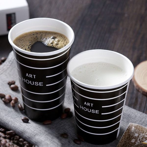 饮水杯一次性杯子家用带盖纸杯豆浆杯热纸杯定制加厚咖啡奶茶