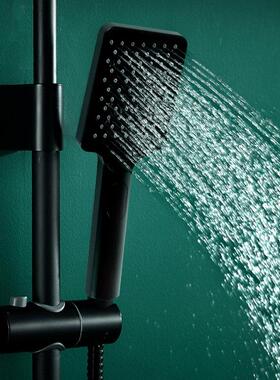 欧式黑色花洒家用增压喷头淋浴套件浴室酒店化妆室莲蓬头花酒单头