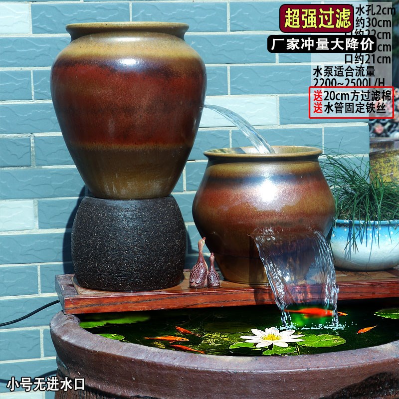 陶瓷过滤流水罐瀑布循环阳台生态养鱼流水瀑布净水器增氧低吸水泵