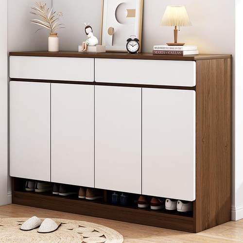 鞋柜简约门口收纳柜现代鞋架家用入户储物柜靠墙一体大容量玄关柜