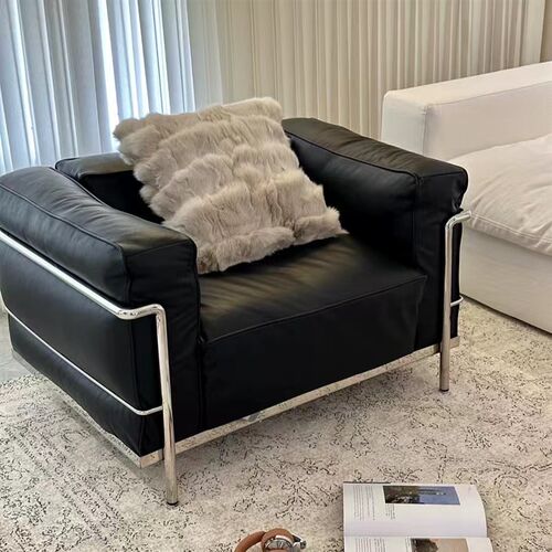 LC3真皮沙发Cassina柯布西耶中古包豪斯设计师单椅现代单人沙发