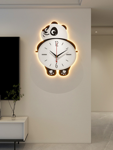 熊猫挂钟客厅大气简约现代钟表客厅表简约大气网红家用挂墙创意钟