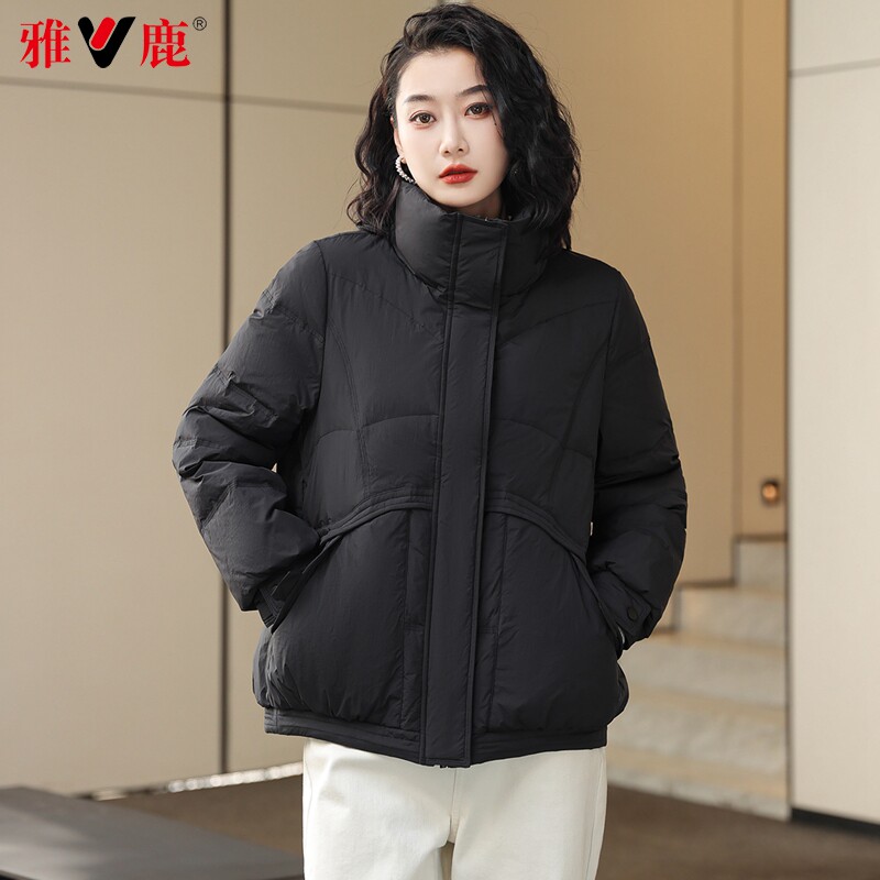 雅鹿时尚短款羽绒服女2026秋冬季新款百搭立领纯色冬装休闲外套潮